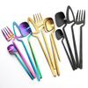 4pcs Rainbow Dining Knife Spoon Fork 304 Stanless Steel Flatware Cutlery Sets Ice Cream Dessert Coffee Spoons Dinnerware