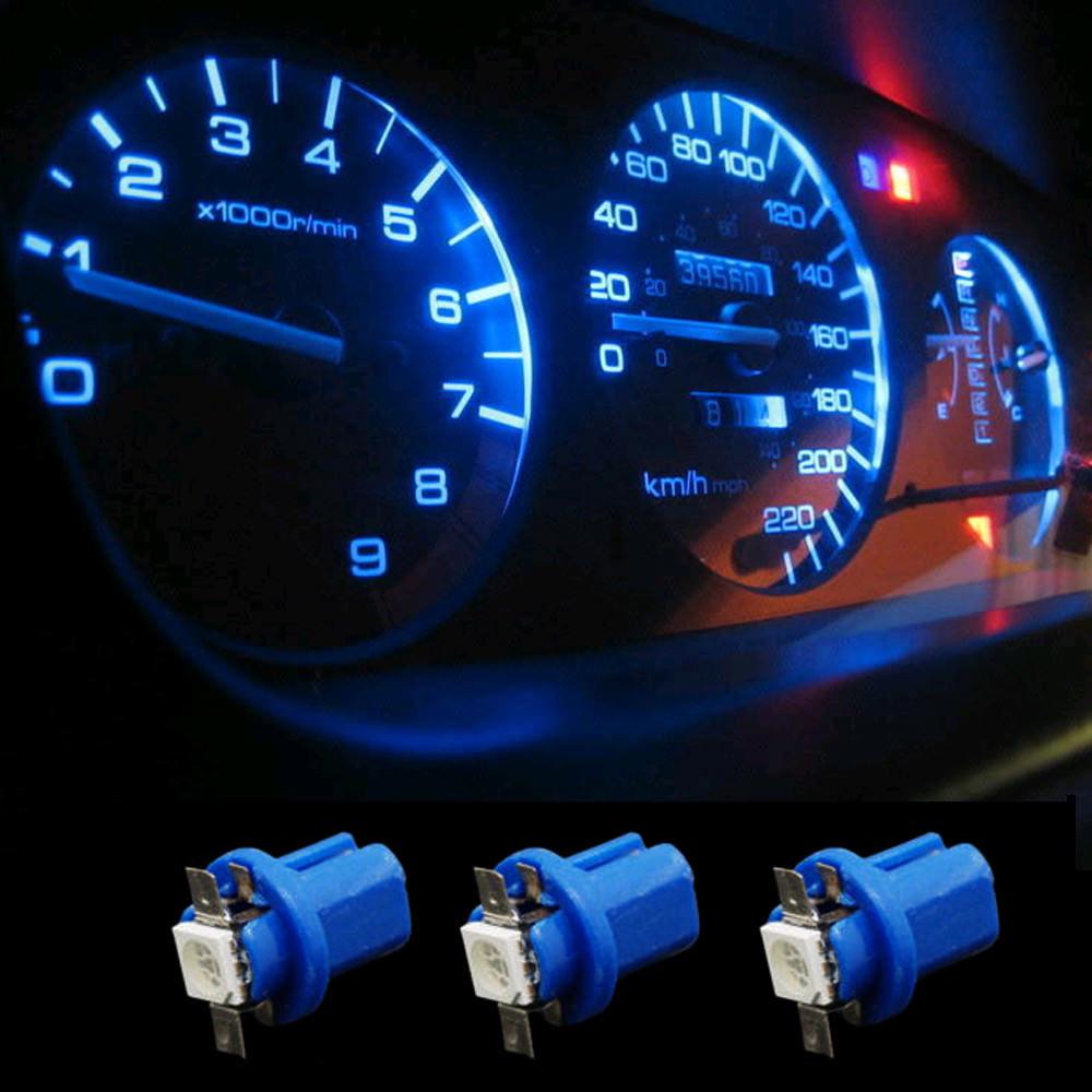 10Pcs T5 B8.5D Speed Meter Blue LED Auto Car Interior Bulbs Dashboard Light