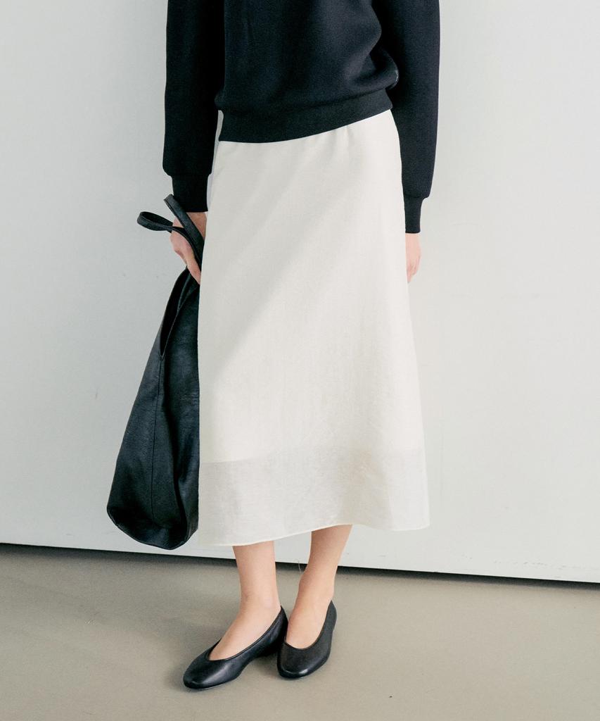 Notia Sheer Layered Long Skirt - Cream