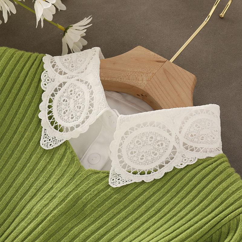 Perfect Match New Fake Collar Shirt Women White Lapel Ruffles Stand False Collar Woman Girls Detachable Collar Lace Removable Half Shirt