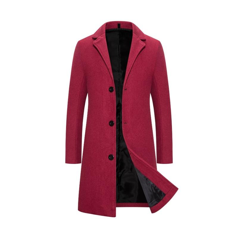 Printemps Automne Nouveau Long Manteau En Coton Nouvelle Laine Mélangée Couleur Pure Décontracté Affaires Mode Vêtements Pour Hommes Slim Coupe-Vent Veste