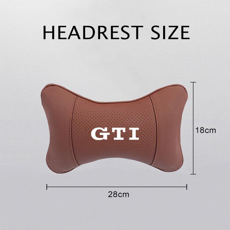 VW Car Leather Headrest Seat Head Support Neck Pillow For Volkswagen Polo Golf GTI CC Tiguan Arteon Passat Jetta Touareg ID.3 Nq5