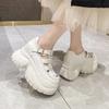 Fashion Fashion Retro 9CM Genuine Leather Wedge Pumps High Brand Hollow Summer Ankle Boots Women Platform Sandals Fashion Buckle Shoes