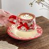Festive Red Rose Cups And Saucers, Wedding Gifts, High-End Souvenir Sets For The Newlyweds, High-End And Exquisite Gifts For Girlfriends