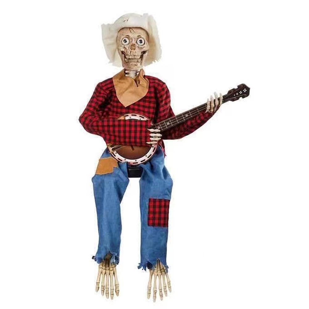 2025 Halloween Esqueletos Banjo Duelo Calavera Vaquero Cantante Calavera Estatua de Guitarra Adorno de Escritorio Decoraciones de Halloween