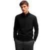 BOSS Virgin Wool Zip Neck Size Black Men's Sweater, M,