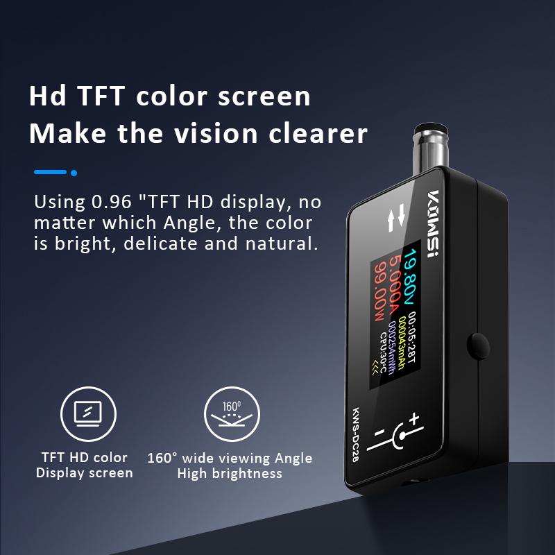 DC 4-30V 0-12A TFT HD Digital Voltmeter Power Meter DC5.5*2.5 Interface Tester Voltage Current Monitor Battery Capacity Detector