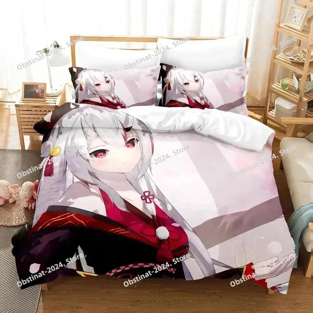 Impression 3D Anime Nakiri Ayame Ensemble de Literie Housse de Couette Ensemble de Lit Housse de Couette Taie d'Oreiller Couette King Queen Size Garçons Adulte