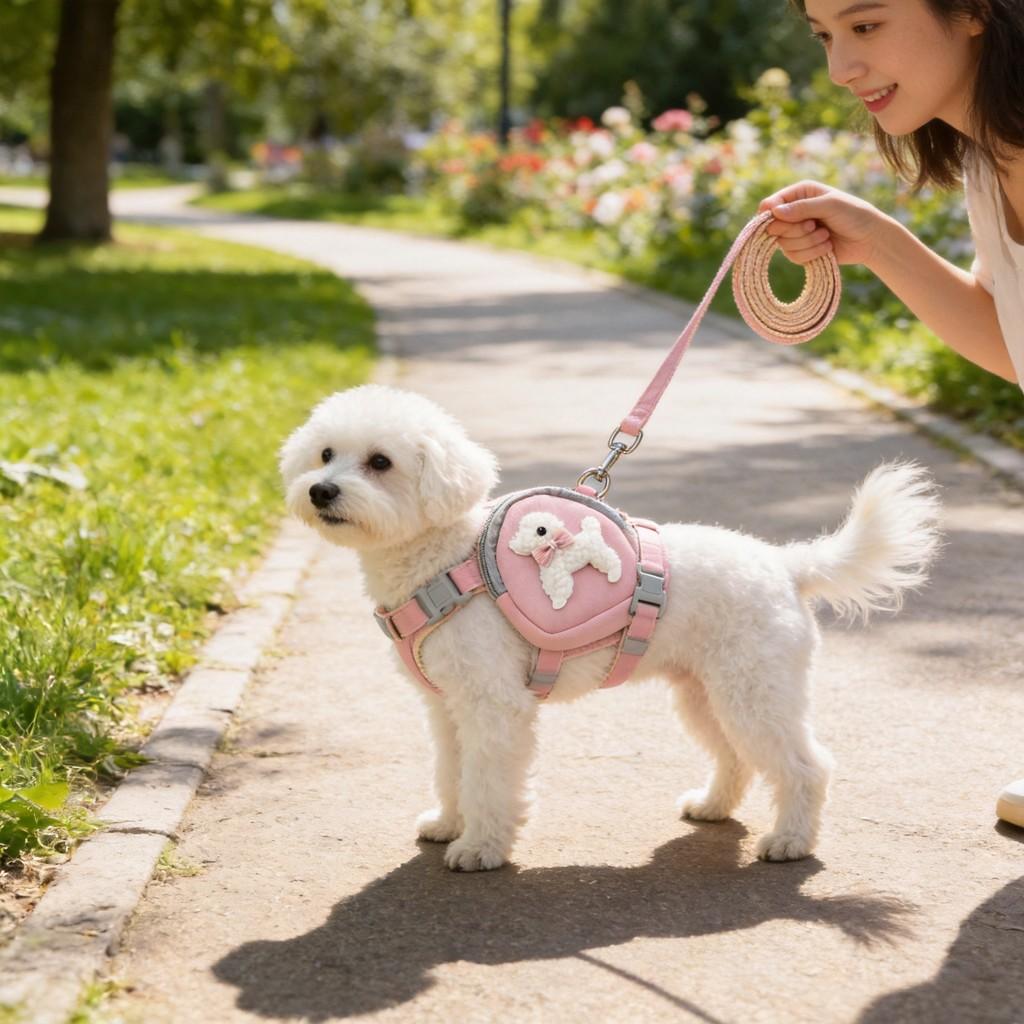 Pet Backpack For Small Dogs And Cats With Adjustable Chest Harness For Outdoor Walks