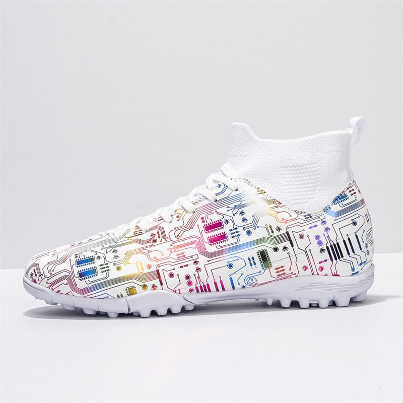 Mode Fußballschuhe Herren Outdoor-Training Fußballschuhe Kinder Student rutschfest Rasen Ruhe Sport High-Top Übergröße Schuhe