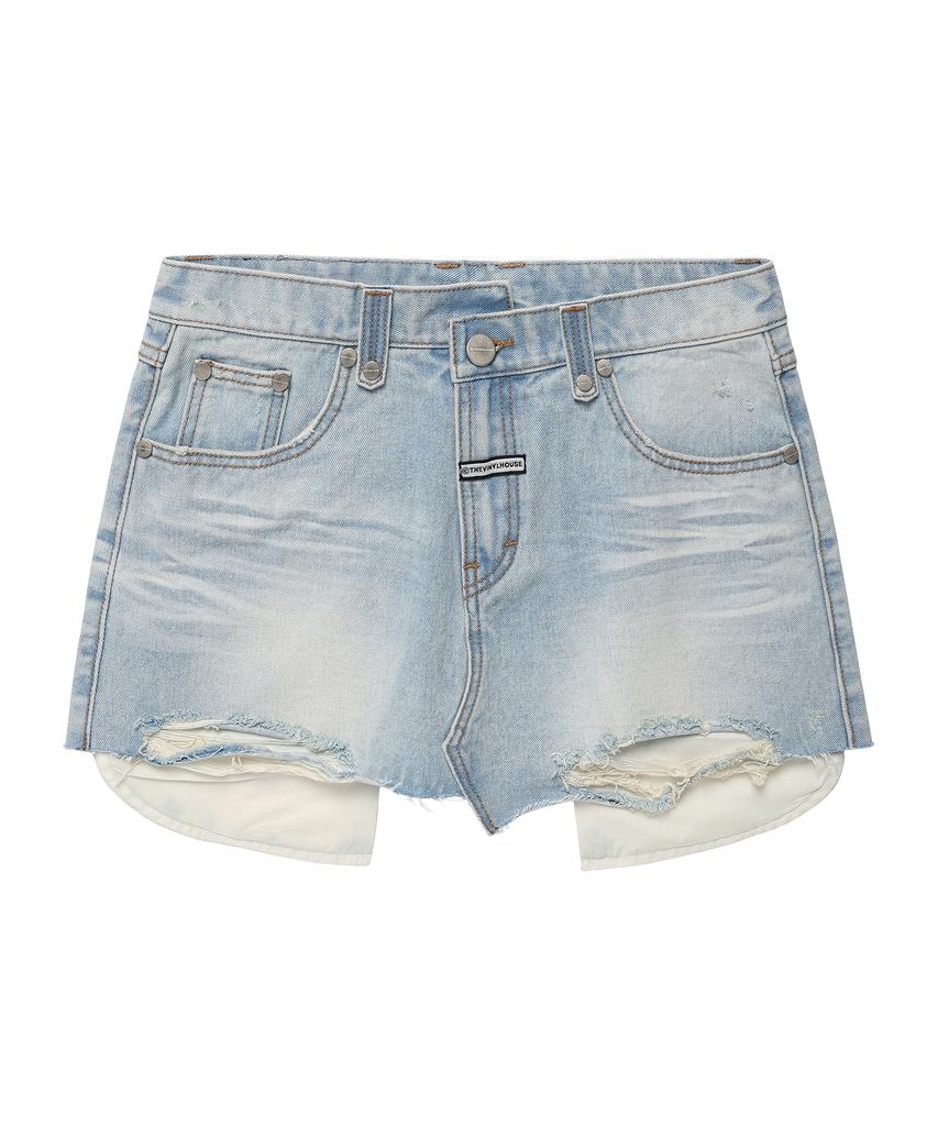 The Vinyl House Unbalance Micro Denim Skirt (W) Light Blue