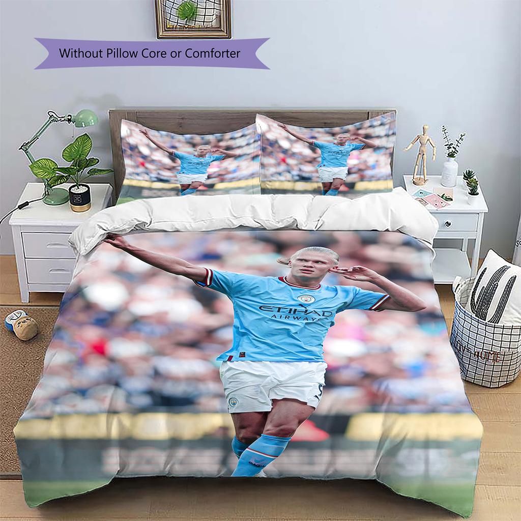 Erling Haaland Pattern Bedding Home Decoration Birthday Gift (1 * Duvet Cover + 2 * Pillowcase, Without Core)