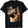 GerUnisex Shepherd Dog American Flag Patriotic USA Dog Lover Gift TShirt