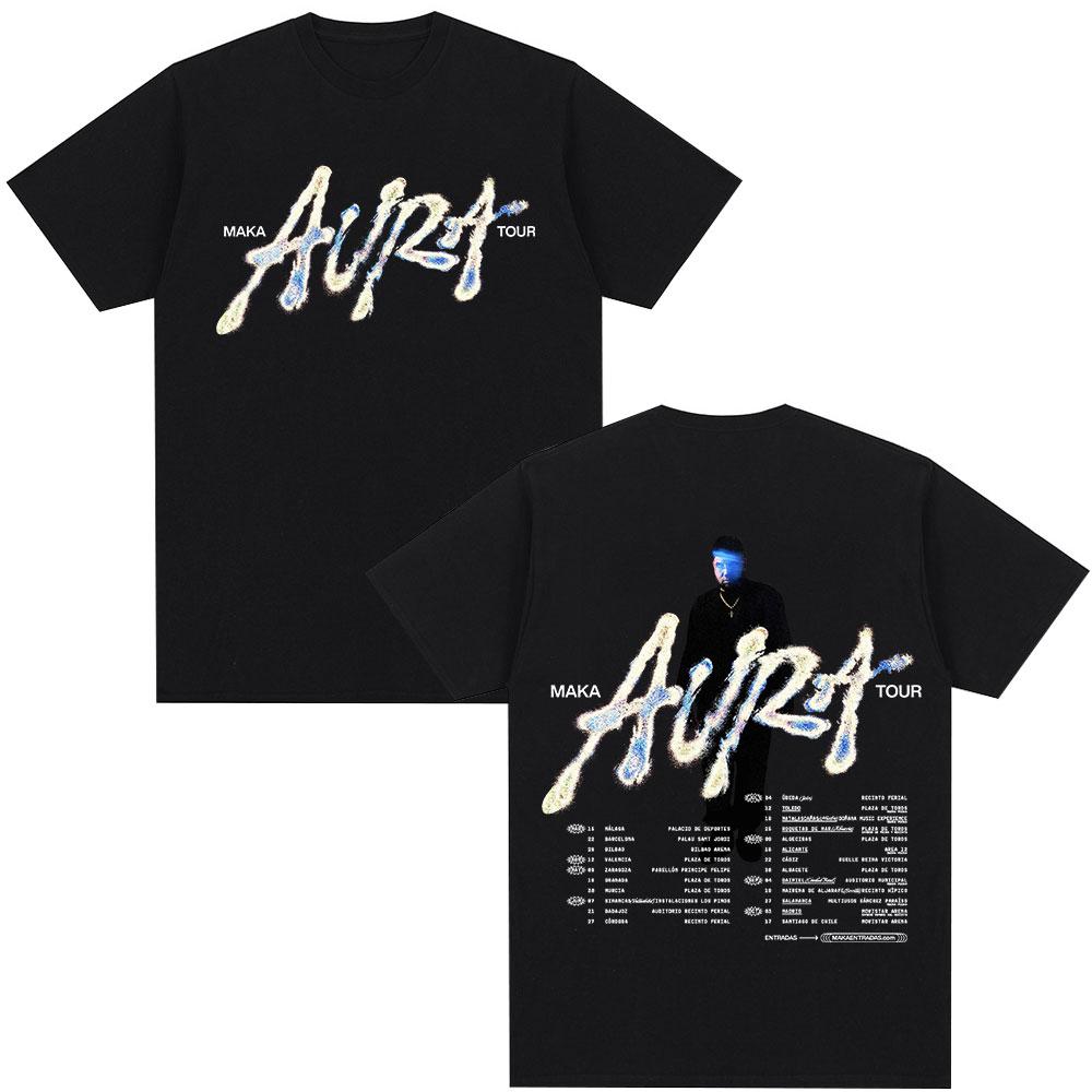 Rap Singer Maka Aura 2025 Tour Merch Tshirt Summer Mens Womens Fashion Street Casual Cotton Short Sleeved Tshirt Street Wear