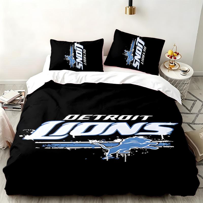 Detroit Lions 3pc Set Perfect for Bedroom Use Comfortable Bedding Set Includes a Duvet Cover and Two Pillowcases Ideal Birthday or Christmas Gift