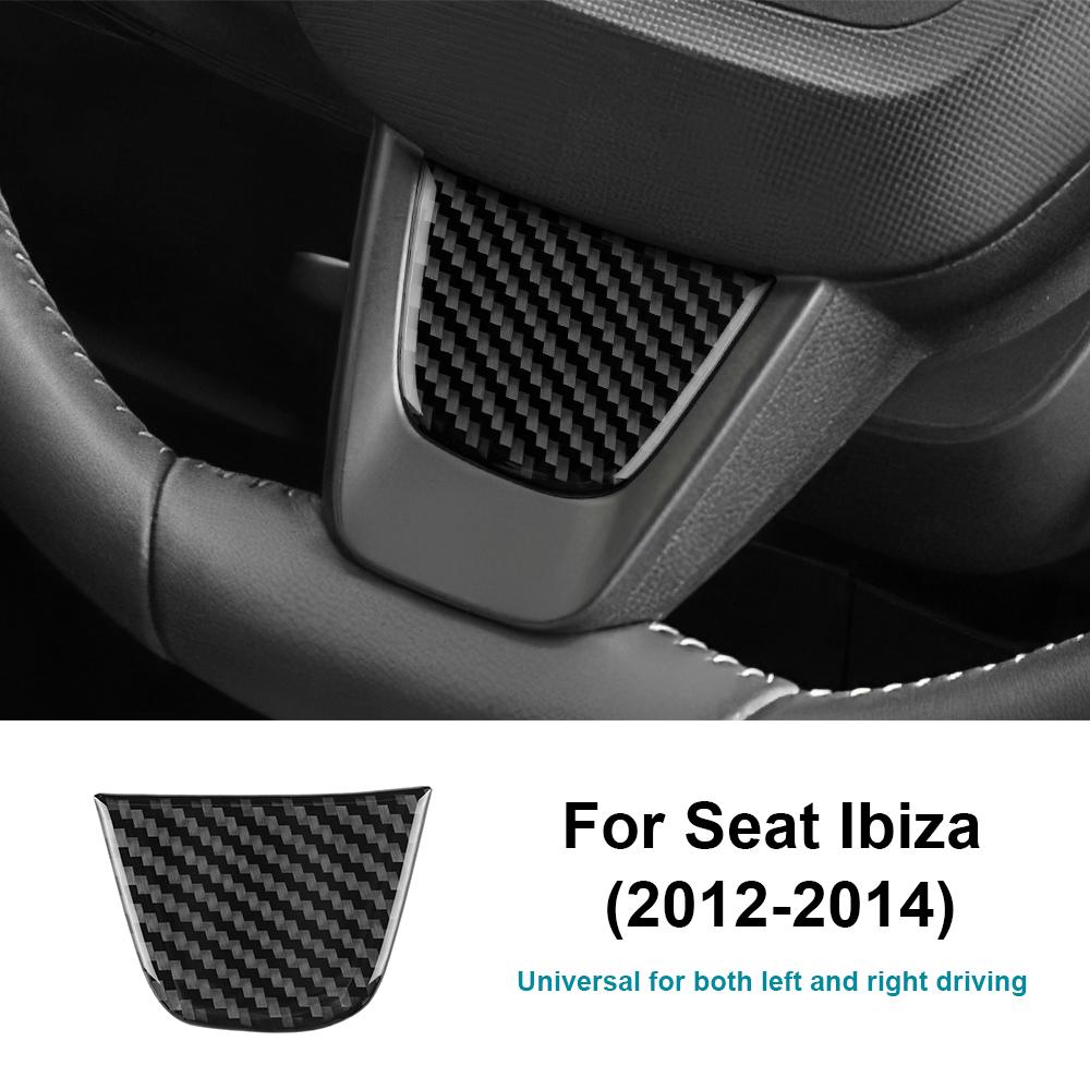 Real Soft Carbon Fiber Sticker For Seat Ibiza 6j 2012 2013 2014 LHD RHD Car Steering Wheel Center Bottom Frame Interior Trim
