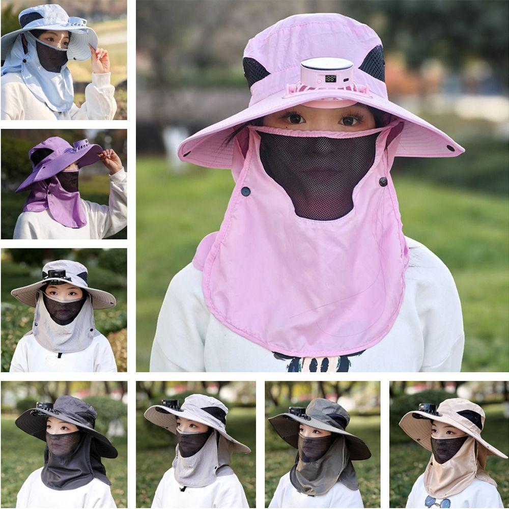 Digital Display Screen Wide Brim Visor Cap Neck Protection Cooling  Fisherman Hat  Adult