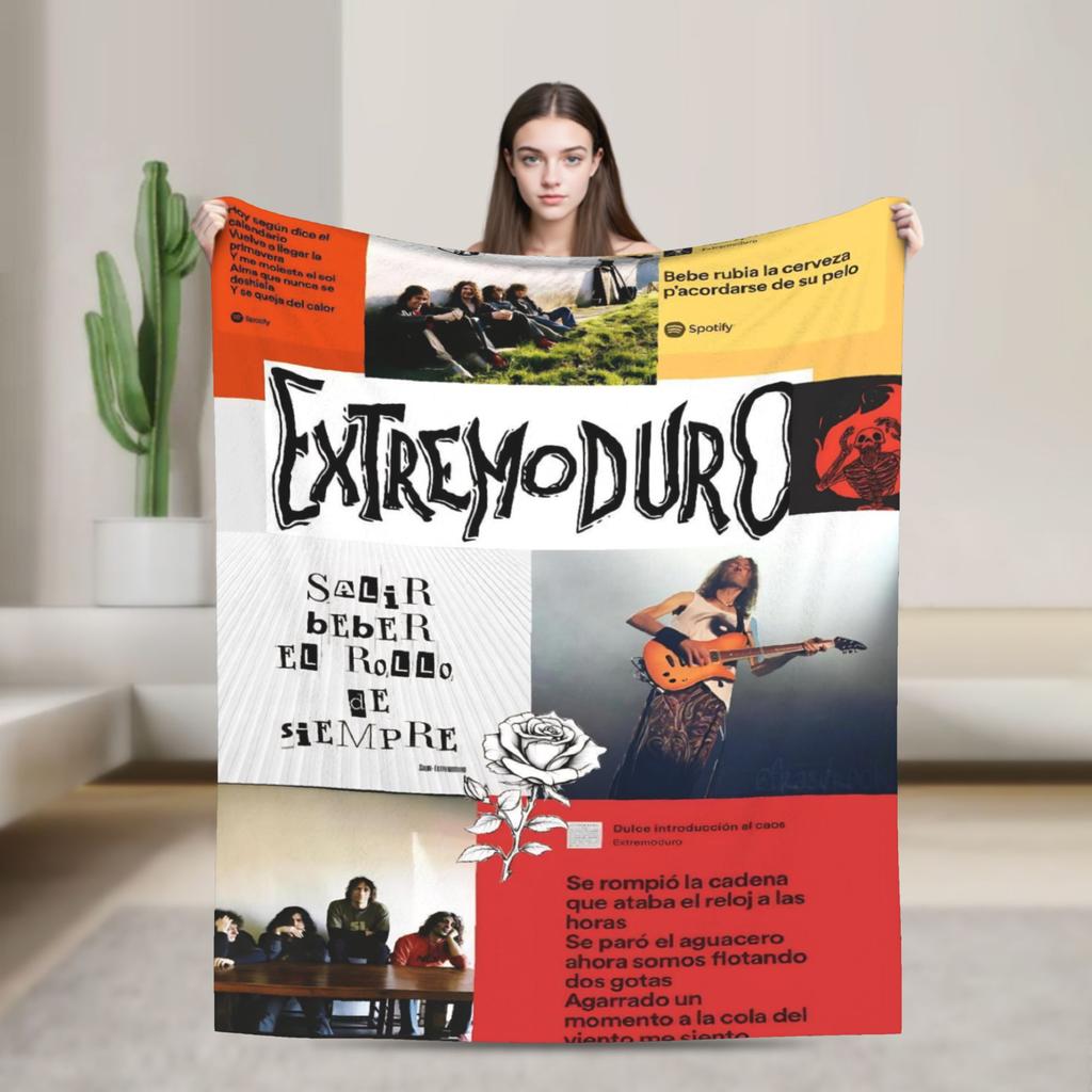Extremoduro Rock Band Tour Throw Blanket for Couch Fuzzy Soft Plush Blanket 50x60 Inches Multi-size Bedspread for All Seasons