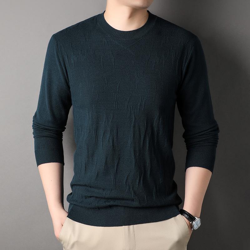 Young and Middle-aged Men's New Spring and Autumn Round Neck Long-sleeved Sweaters, Slim and Handsome Pullover Men's Bottoming Shirts