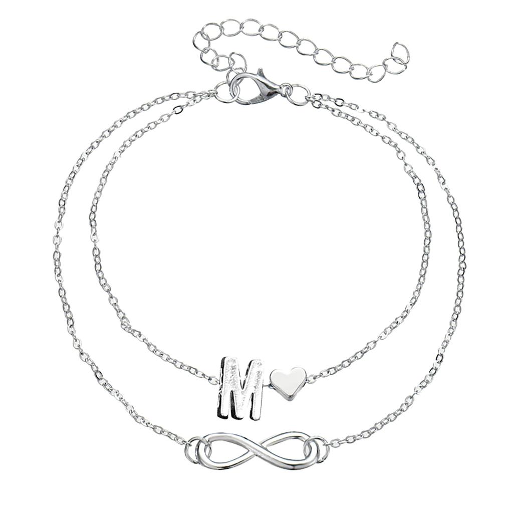 Letter Double Foot Chain Infinite Love Chain Dámský řetízek na nohy Letní dárek Plážový dárek pro matku