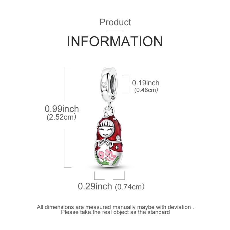 Original Charms Beads Copper Red Open Russian Nesting Dolls Pendants For Woman Diy Jewelry For Bracelet Accessories