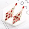 Anniversary Bling Bling Multicolor Water Drop Wedding Party Fine Jewelry Women Long Dangle Earrings AVE