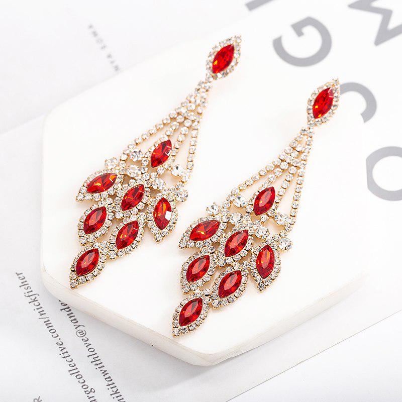 Anniversary Bling Bling Multicolor Water Drop Wedding Party Fine Jewelry Women Long Dangle Earrings AVE
