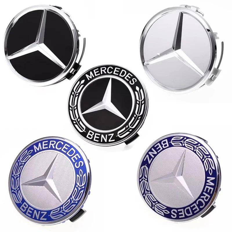 XHWHJ1 2025 Hot For Mercedes Benz 4PCS For Mercedes Benz Car Wheel Center Cap Hub Covers Badge For W204 W203 W205 W124 W221 C E S GLE C