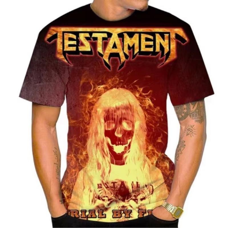 Nyári új divatos amerikai heavy metal testamentumos zenekar férfi 3D nyomtatású póló unisex hip-hop hétköznapi póló menő rock utcai