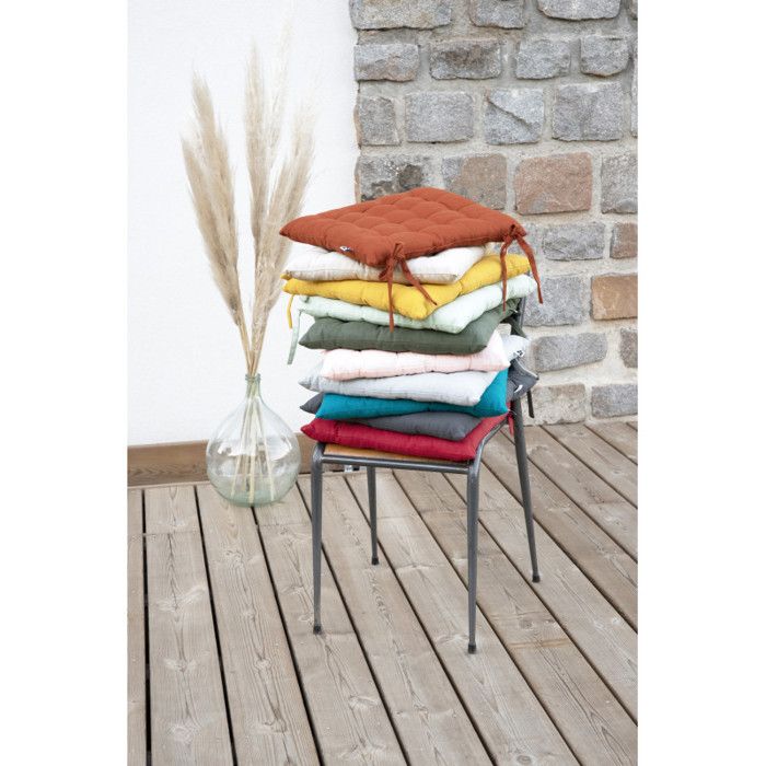 Outdoor Water-repellent and anti-UV Padded Seat "Kala" In Cotton 38 X 38 Cm Butterfly Effect - Kala Terracotta