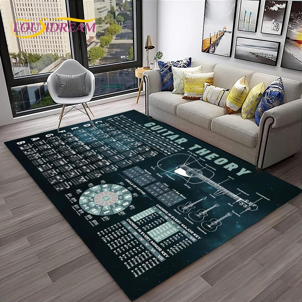 Muziek Basis Gitaarakkoordtheorie Grafiek Piano Tapijt Vloerkleed voor Huis Woonkamer Slaapkamer Bank Deurmat Decor, Kindergebied Vloerkleed Antislip Mat