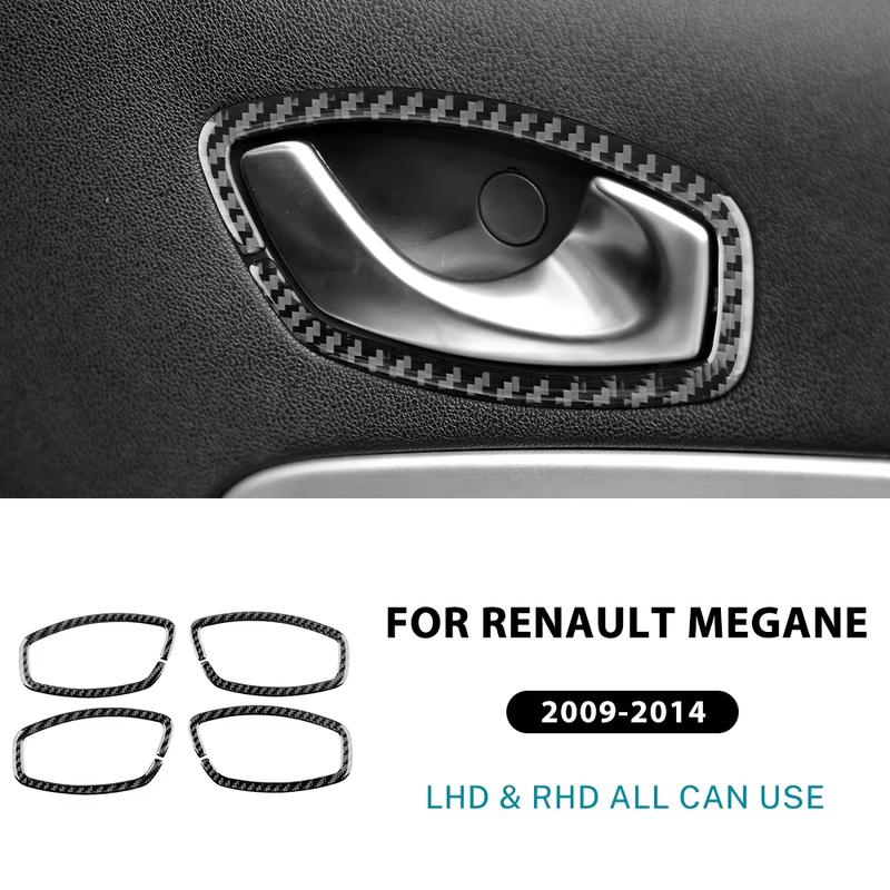 Real Soft Carbon Fiber Sticker For Renault Megane RS 2009 2010 2011 2012 2013 2014 LHD RHD Inner Door Handle Frame Interior Trim
