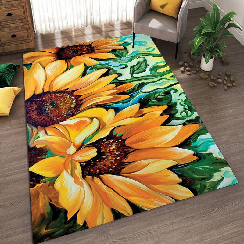 Tapis de Salon Motif Tournesol Résistant à la Saleté et Facile à Entretenir Tapis de Pied Chambre Tapis de Sol Grande Taille