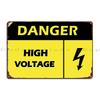 Danger Électrique Haute Tension Avertissement de Sécurité Autocollants Plaque Métallique Club de Fer Drôle Murale Club Panneau en Fer-Blanc Affiche