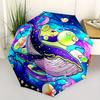 Whale, Fantasy Automatic Folding Umbrella Simple Eight Rib Design, Bright Color Pattern, Durable Iron Frame, Ideal for Travel and Outdoor,