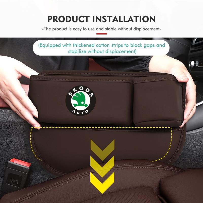 Rjhwp8 Car Front Seat Crevice Storage Box Pocket Cup Key Phone Holder Accessories For Skoda Octavia Superb RAPID FABIA KAMIQ KAROQ