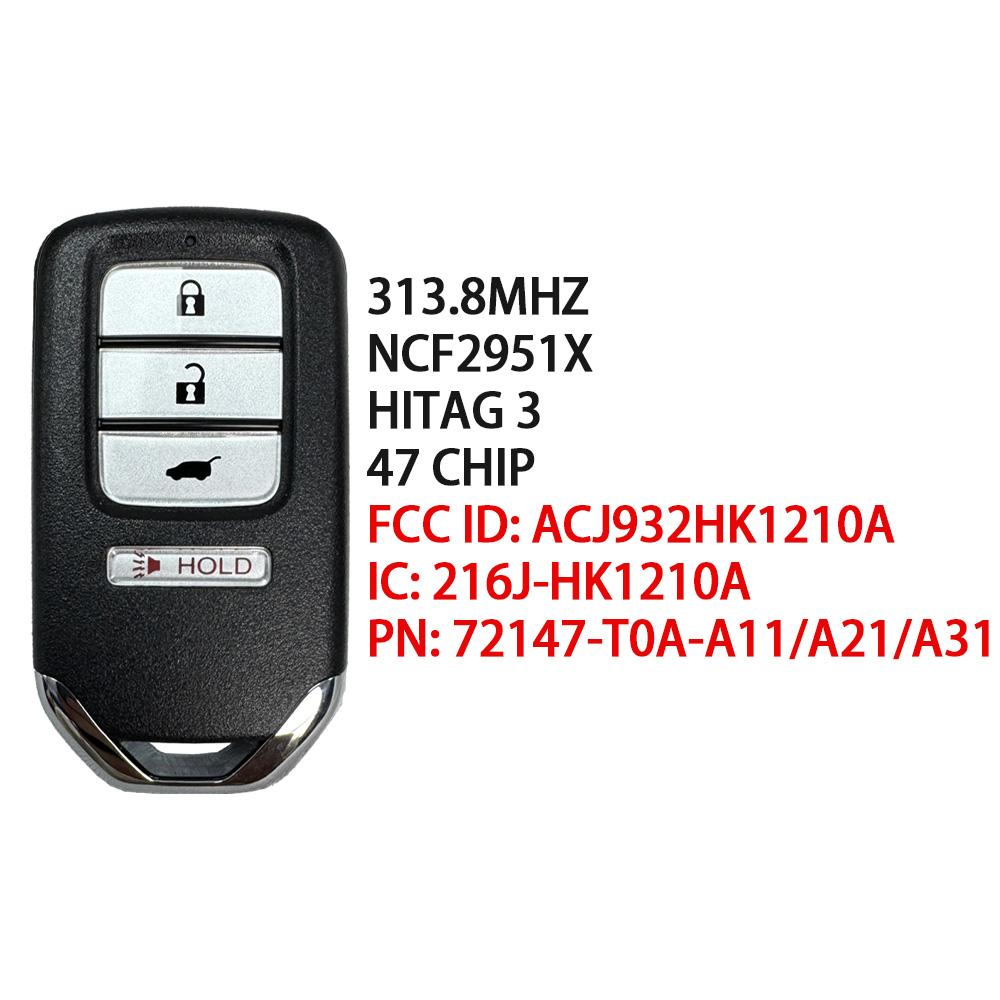SUPERKY 313.8MHz For Honda City Jazz Fit Civic Shuttle Vezel CR-V 5 Door EX Odyssey EX SE ID47 Chip Remote Car Key KR5V1X
