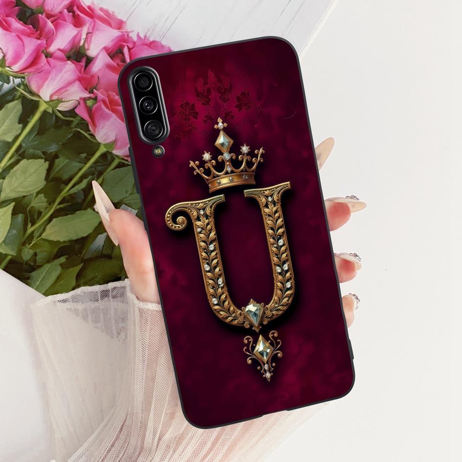 For Samsung Galaxy A90 5G Case SM-A908B Fashion Initial Letter Crown Soft Silicone Cover For Samsung A90 5G A 90 GalaxyA90 Funda