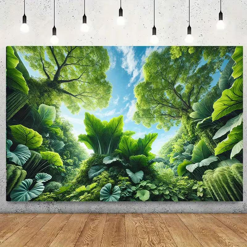2D Giant Leaves Jungle Backdrop Photography Background Banner
