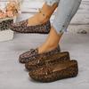 2025 Single Shoes Women's Shoes Leopard Print Internet Celebrity Doudou Shoes Foreign Trade One Pedal Large Size Soft Sole Non-slip Shoes Women