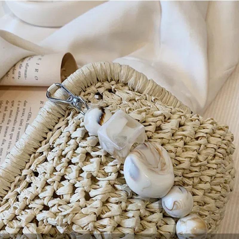 2025 Sommer Neue Strohweberei Umhängetasche Modische und Lässige Muscheltasche Damen Schultertasche mit Ausgezeichneter Textur