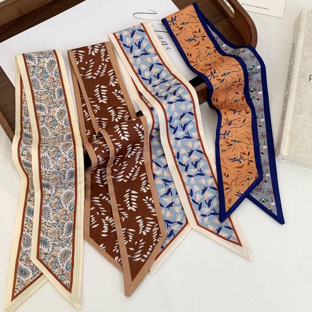 Luxury Floral Silk Scarf Flower Pattern Hair Band New Neck Strap