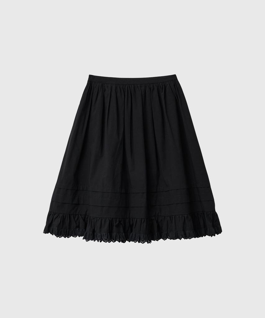 General Idea Lace Flare Midi Skirt [Black] / Gf2Lsk509