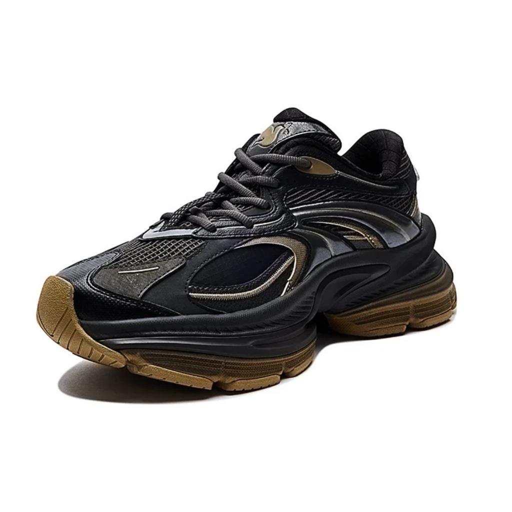 Anta Fuyiao 2 Vijf Ringen Mode Comfortabel Schokabsorberend Antislip Slijtvast Lage Top Papa Schoenen Dames sneaker Zwart Goud 122518899X-2