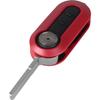 Red Key Shell for Fiat 500 Abarth Bravo Ducato Panda Punto Doblo 500L - 3 Buttons - Remote Key Fob with Blade®