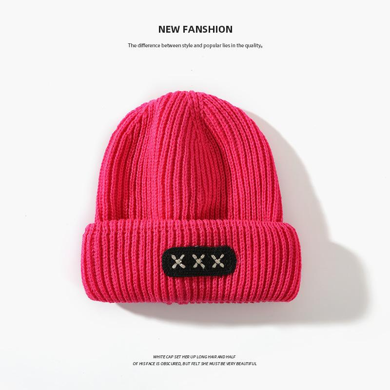 Warm Wool Hat In Autumn and Winter, Round Face and Slim and Versatile Mohair Label Knitted Hat for Women's Ear Protection Korean Version