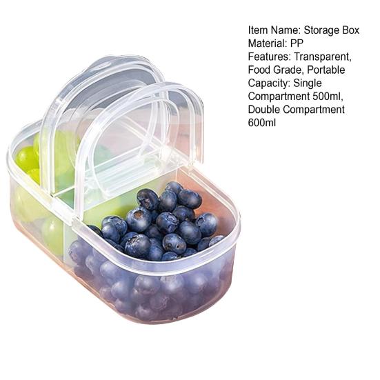 Cutie de depozitare a alimentelor 500/600ML Capac cu compartimente transparente Deschidere la 90 de grade Două organizatoare stivuibile pentru frigider