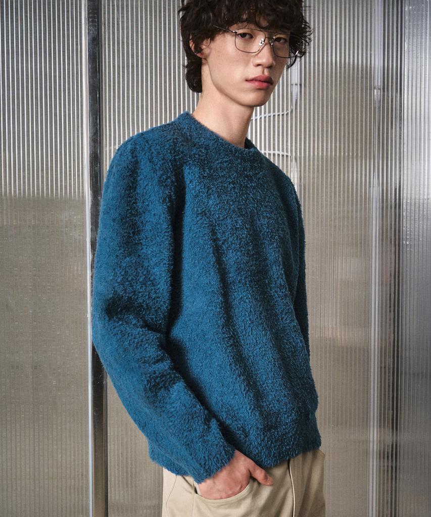LMOOD Sleepy Cotton Brushed Pullover Knit Teal Blue