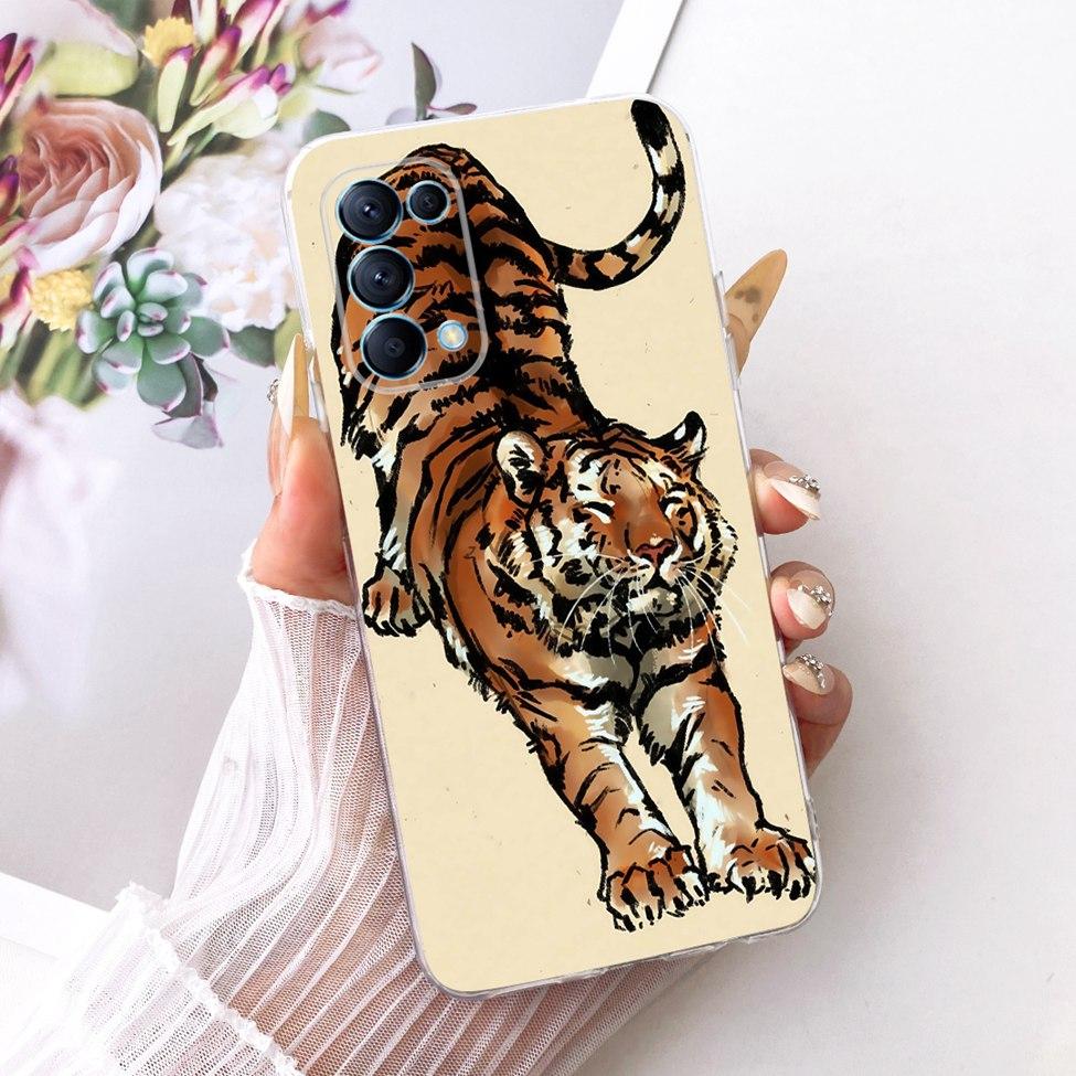 Transparent Cover For Oppo Reno5 5G Case CPH2145 Cute Cat Fashion Butterfly Funny Painted Casing PEGM00 PEGT00