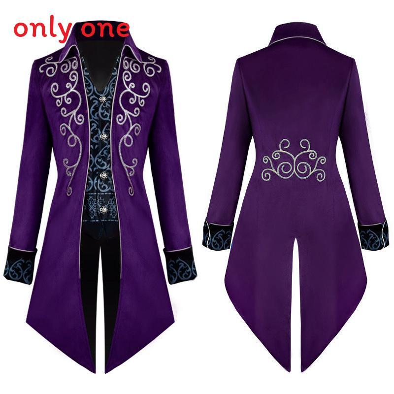 Fantasy European Mens Middle Ages Style Tailsuit With Embroidered Polyester For Stage Performances